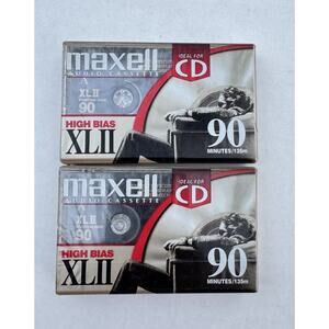 2 Pkg Maxell XL II High Bias 90 Minute Type II Blank Audio Cassette Tape Sealed